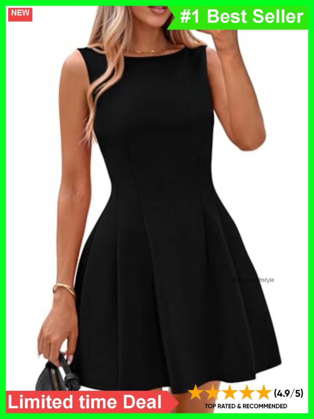 A-Line Mini Dress Boat Neck Sleeveless Cocktail Party